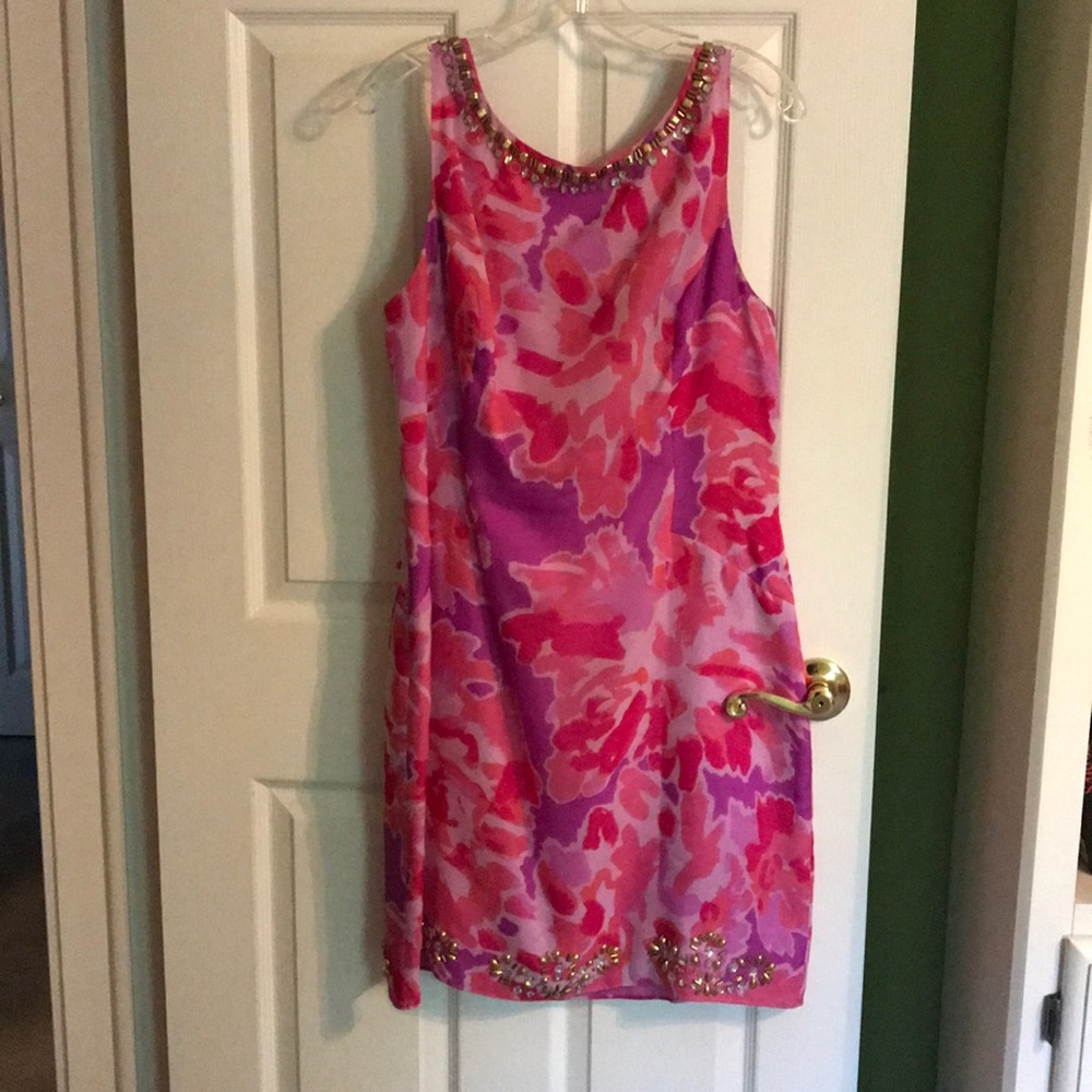 EUC LILLY PULITZER SILK SHIFT DRESS SIZE 14